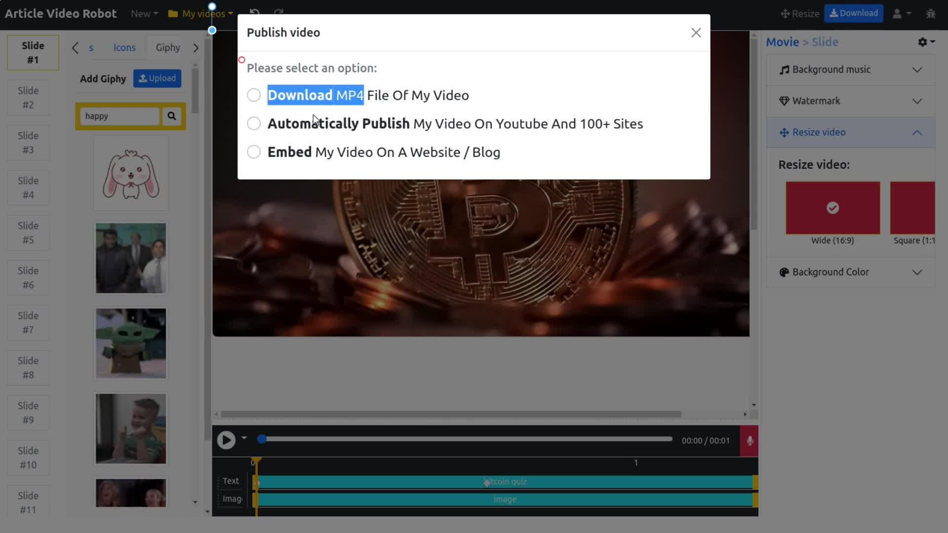 Download 
mp4 file of your video